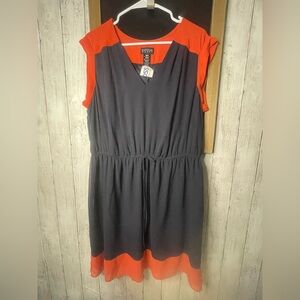 Enfocus Dress Womens 18W Plus Size Blue and Orange Sleeveless Casual